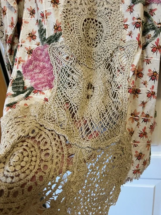 A Rare Bird Floral Patchwork Button-Up Shirt Dress in Pink and Green - Picture 10 of 11